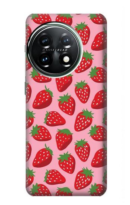 W3719 Strawberry Pattern Hülle Schutzhülle Taschen und Leder Flip für OnePlus 11