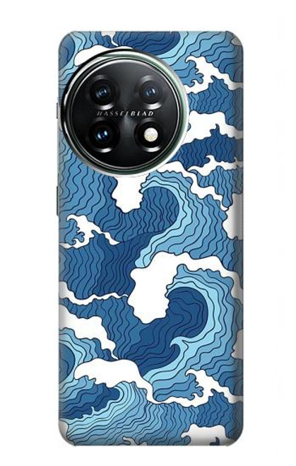 W3751 Wave Pattern Hülle Schutzhülle Taschen und Leder Flip für OnePlus 11
