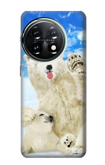 W3794 Arctic Polar Bear and Seal Paint Hülle Schutzhülle Taschen und Leder Flip für OnePlus 11