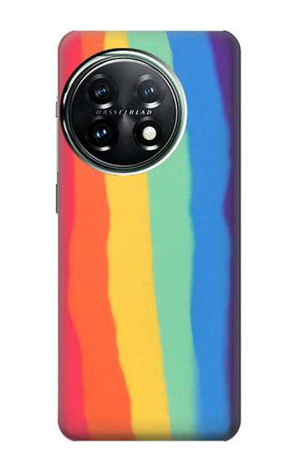 W3799 Cute Vertical Watercolor Rainbow Hülle Schutzhülle Taschen und Leder Flip für OnePlus 11