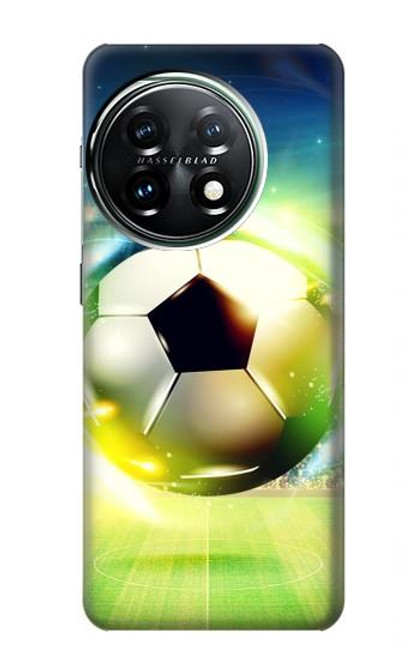 W3844 Glowing Football Soccer Ball Hülle Schutzhülle Taschen und Leder Flip für OnePlus 11
