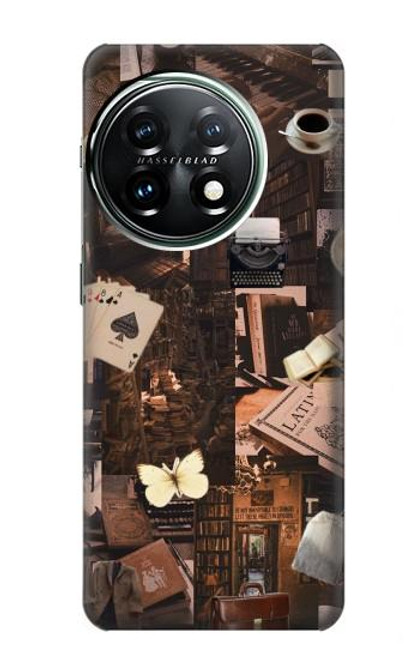 W3877 Dark Academia Hülle Schutzhülle Taschen und Leder Flip für OnePlus 11