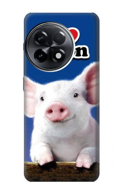 W0608 I Love Bacon Cute Baby Pig Hülle Schutzhülle Taschen und Leder Flip für OnePlus 11R