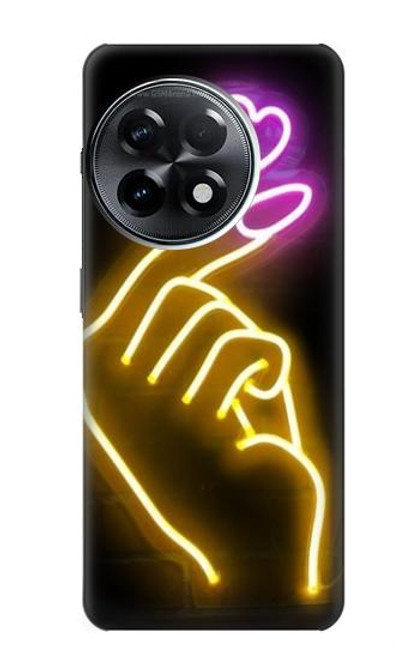 W3512 Cute Mini Heart Neon Graphic Hülle Schutzhülle Taschen und Leder Flip für OnePlus 11R