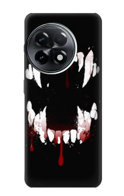 W3527 Vampire Teeth Bloodstain Hülle Schutzhülle Taschen und Leder Flip für OnePlus 11R