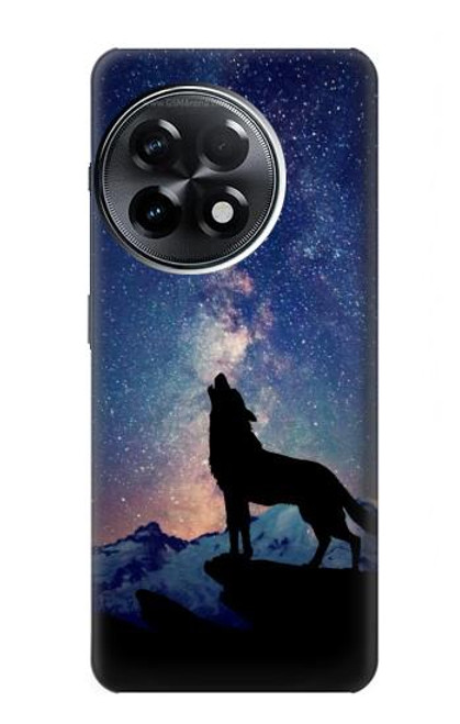 W3555 Wolf Howling Million Star Hülle Schutzhülle Taschen und Leder Flip für OnePlus 11R
