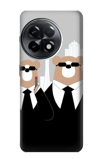 W3557 Bear in Black Suit Hülle Schutzhülle Taschen und Leder Flip für OnePlus 11R