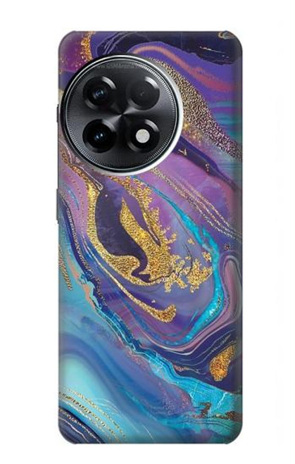 W3676 Colorful Abstract Marble Stone Hülle Schutzhülle Taschen und Leder Flip für OnePlus 11R