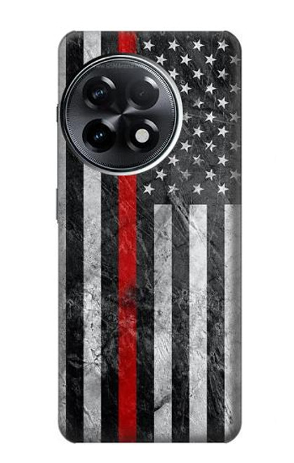 W3687 Firefighter Thin Red Line American Flag Hülle Schutzhülle Taschen und Leder Flip für OnePlus 11R