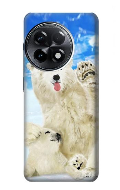 W3794 Arctic Polar Bear and Seal Paint Hülle Schutzhülle Taschen und Leder Flip für OnePlus 11R