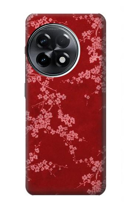 W3817 Red Floral Cherry blossom Pattern Hülle Schutzhülle Taschen und Leder Flip für OnePlus 11R