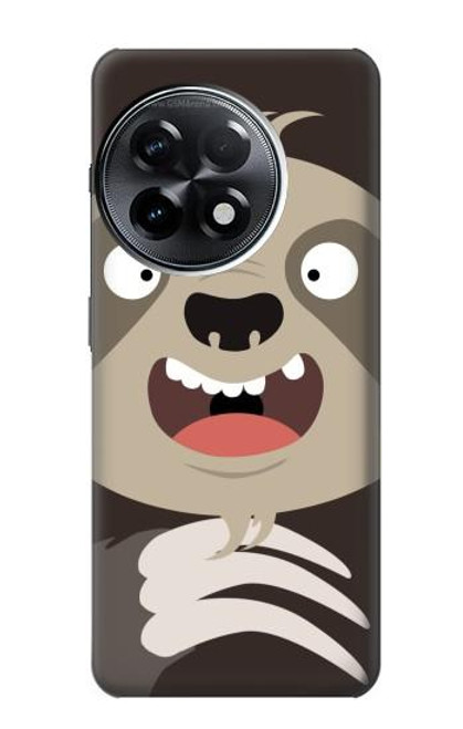 W3855 Sloth Face Cartoon Hülle Schutzhülle Taschen und Leder Flip für OnePlus 11R