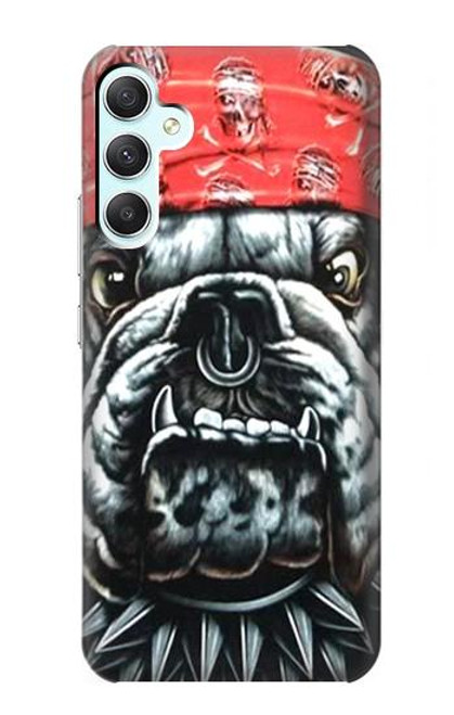 W0100 Bulldog American Football Hülle Schutzhülle Taschen und Leder Flip für Samsung Galaxy A34 5G