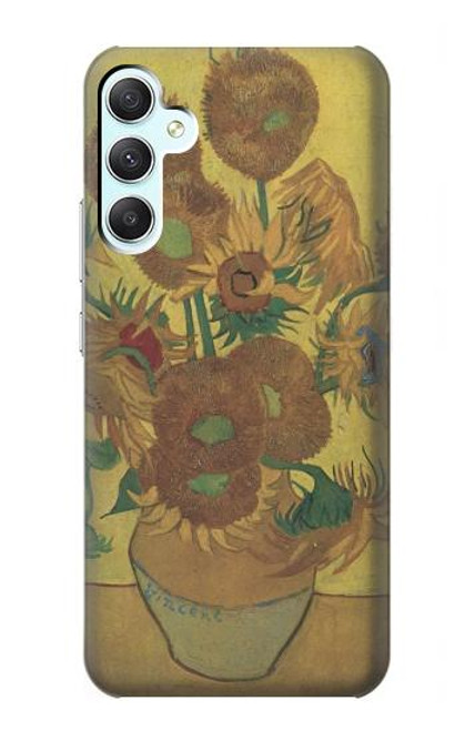 W0214 Van Gogh Vase Fifteen Sunflowers Hülle Schutzhülle Taschen und Leder Flip für Samsung Galaxy A34 5G