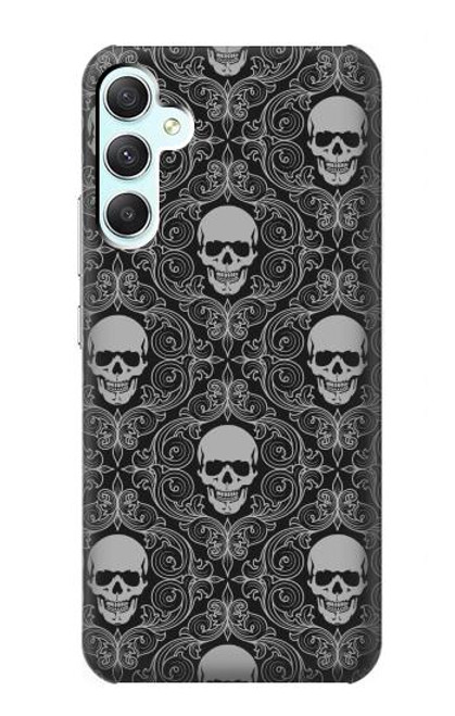 W2371 Skull Vintage Monochrome Pattern Hülle Schutzhülle Taschen und Leder Flip für Samsung Galaxy A34 5G