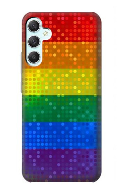 W2683 Rainbow LGBT Pride Flag Hülle Schutzhülle Taschen und Leder Flip für Samsung Galaxy A34 5G