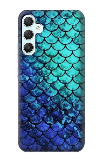 W3047 Green Mermaid Fish Scale Hülle Schutzhülle Taschen und Leder Flip für Samsung Galaxy A34 5G