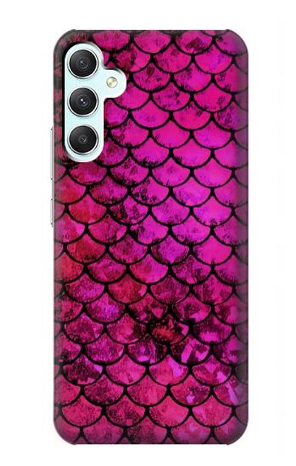 W3051 Pink Mermaid Fish Scale Hülle Schutzhülle Taschen und Leder Flip für Samsung Galaxy A34 5G