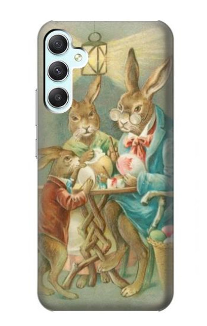 W3164 Easter Rabbit Family Hülle Schutzhülle Taschen und Leder Flip für Samsung Galaxy A34 5G