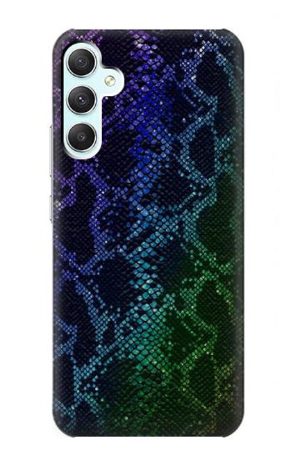 W3366 Rainbow Python Skin Graphic Print Hülle Schutzhülle Taschen und Leder Flip für Samsung Galaxy A34 5G