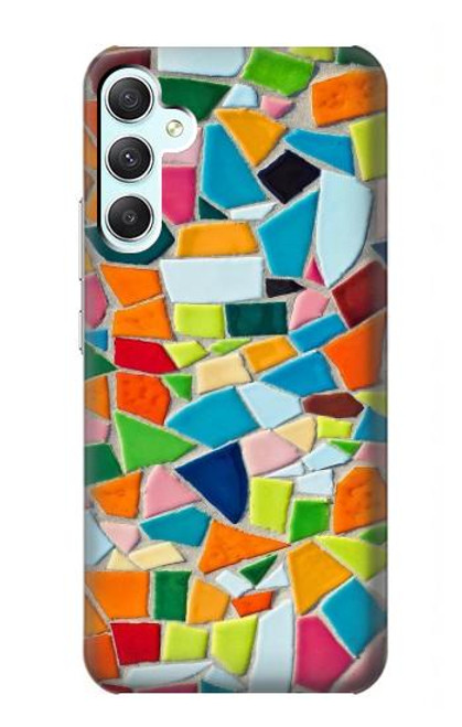 W3391 Abstract Art Mosaic Tiles Graphic Hülle Schutzhülle Taschen und Leder Flip für Samsung Galaxy A34 5G