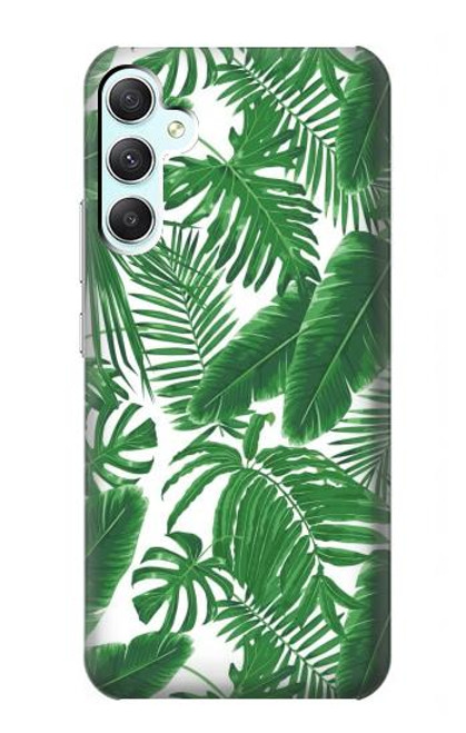 W3457 Paper Palm Monstera Hülle Schutzhülle Taschen und Leder Flip für Samsung Galaxy A34 5G