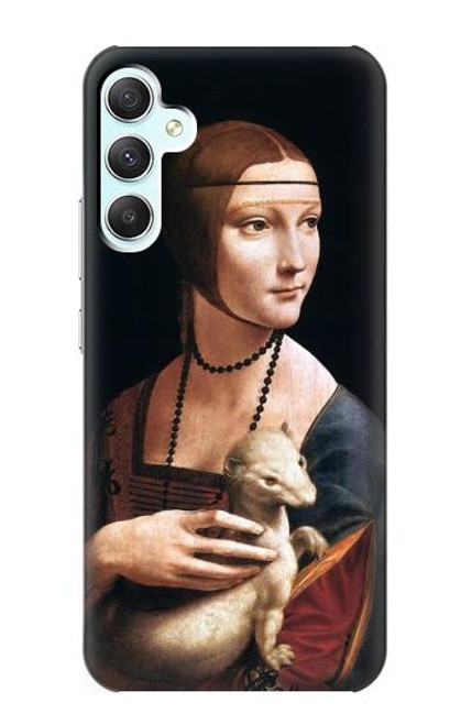 W3471 Lady Ermine Leonardo da Vinci Hülle Schutzhülle Taschen und Leder Flip für Samsung Galaxy A34 5G