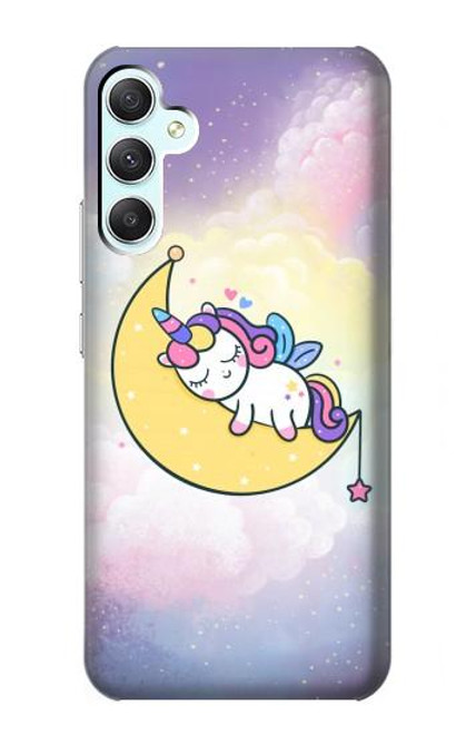 W3485 Cute Unicorn Sleep Hülle Schutzhülle Taschen und Leder Flip für Samsung Galaxy A34 5G