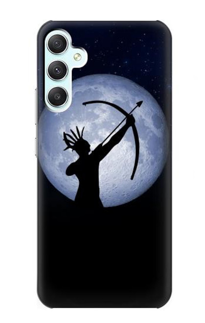 W3489 Indian Hunter Moon Hülle Schutzhülle Taschen und Leder Flip für Samsung Galaxy A34 5G