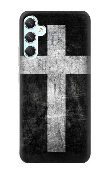 W3491 Christian Cross Hülle Schutzhülle Taschen und Leder Flip für Samsung Galaxy A34 5G