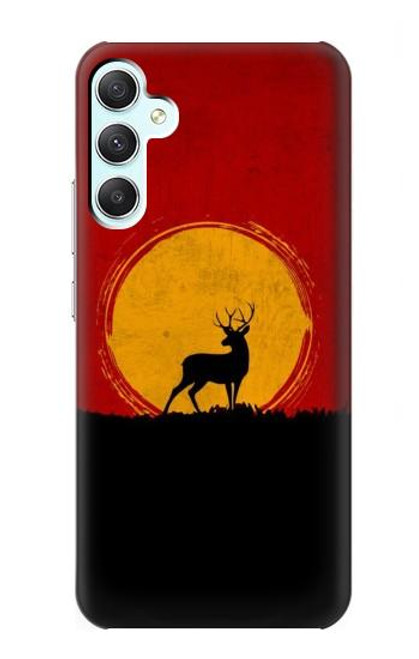 W3513 Deer Sunset Hülle Schutzhülle Taschen und Leder Flip für Samsung Galaxy A34 5G