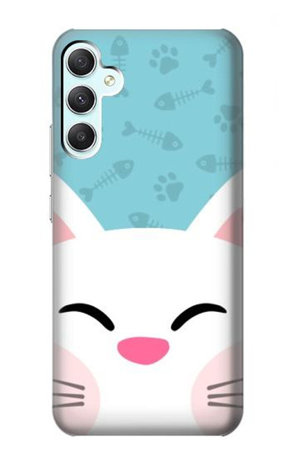 W3542 Cute Cat Cartoon Hülle Schutzhülle Taschen und Leder Flip für Samsung Galaxy A34 5G
