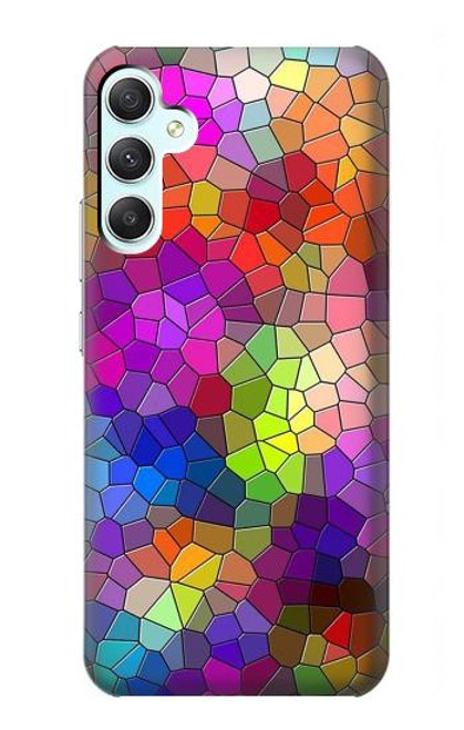 W3677 Colorful Brick Mosaics Hülle Schutzhülle Taschen und Leder Flip für Samsung Galaxy A34 5G