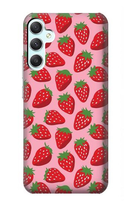 W3719 Strawberry Pattern Hülle Schutzhülle Taschen und Leder Flip für Samsung Galaxy A34 5G
