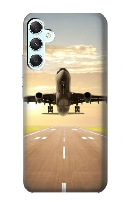 W3837 Airplane Take off Sunrise Hülle Schutzhülle Taschen und Leder Flip für Samsung Galaxy A34 5G