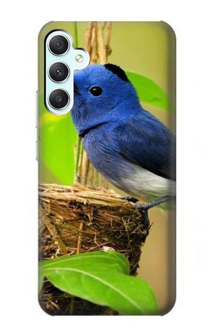 W3839 Bluebird of Happiness Blue Bird Hülle Schutzhülle Taschen und Leder Flip für Samsung Galaxy A34 5G