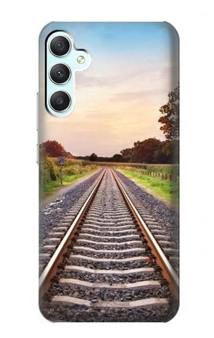 W3866 Railway Straight Train Track Hülle Schutzhülle Taschen und Leder Flip für Samsung Galaxy A34 5G