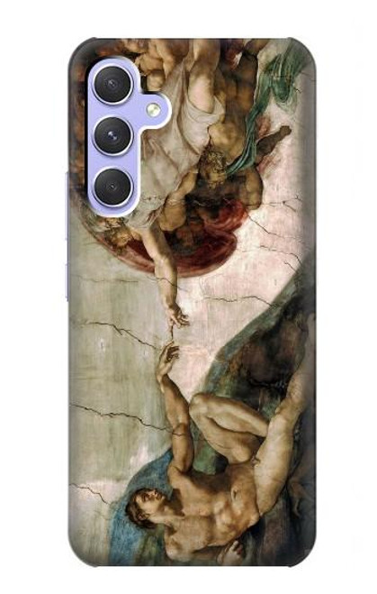 W0179 Michelangelo Creation of Adam Hülle Schutzhülle Taschen und Leder Flip für Samsung Galaxy A54 5G