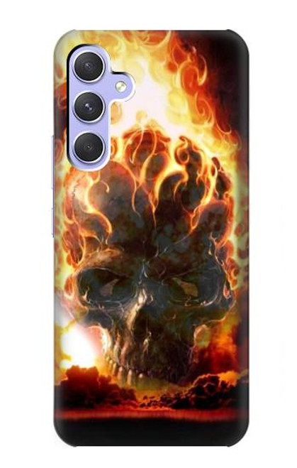 W0863 Hell Fire Skull Hülle Schutzhülle Taschen und Leder Flip für Samsung Galaxy A54 5G