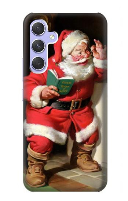 W1417 Santa Claus Merry Xmas Hülle Schutzhülle Taschen und Leder Flip für Samsung Galaxy A54 5G