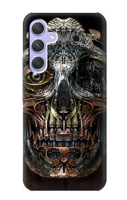 W1685 Steampunk Skull Head Hülle Schutzhülle Taschen und Leder Flip für Samsung Galaxy A54 5G