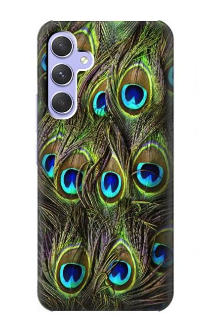 W1965 Peacock Feather Hülle Schutzhülle Taschen und Leder Flip für Samsung Galaxy A54 5G