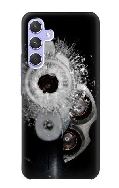 W2387 Gun Bullet Hole Glass Hülle Schutzhülle Taschen und Leder Flip für Samsung Galaxy A54 5G