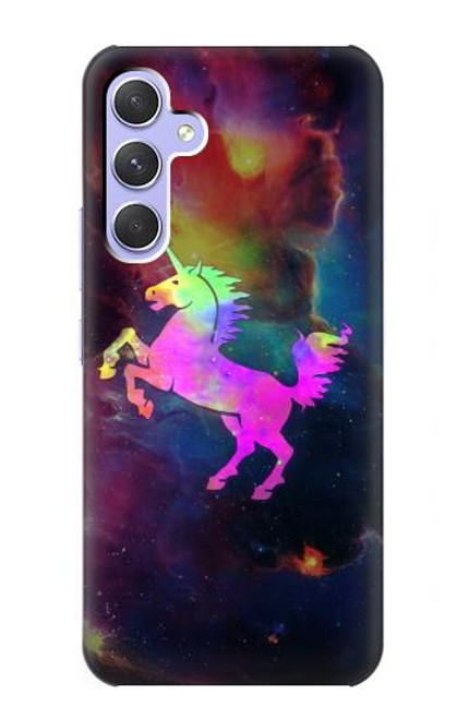 W2486 Rainbow Unicorn Nebula Space Hülle Schutzhülle Taschen und Leder Flip für Samsung Galaxy A54 5G