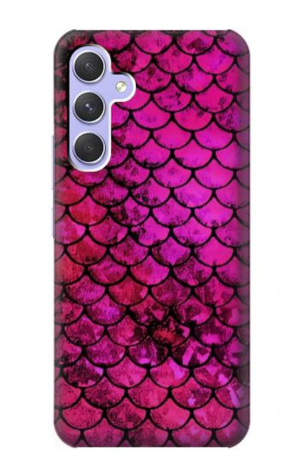 W3051 Pink Mermaid Fish Scale Hülle Schutzhülle Taschen und Leder Flip für Samsung Galaxy A54 5G