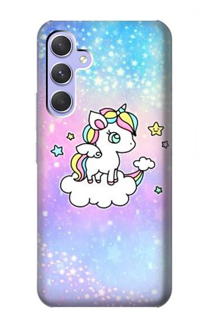 W3256 Cute Unicorn Cartoon Hülle Schutzhülle Taschen und Leder Flip für Samsung Galaxy A54 5G