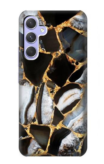 W3419 Gold Marble Graphic Print Hülle Schutzhülle Taschen und Leder Flip für Samsung Galaxy A54 5G