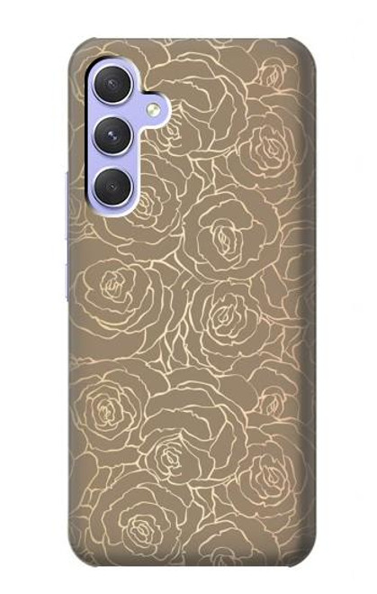 W3466 Gold Rose Pattern Hülle Schutzhülle Taschen und Leder Flip für Samsung Galaxy A54 5G
