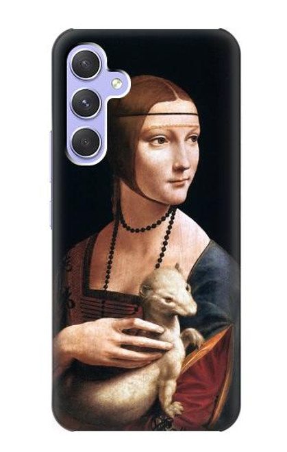 W3471 Lady Ermine Leonardo da Vinci Hülle Schutzhülle Taschen und Leder Flip für Samsung Galaxy A54 5G