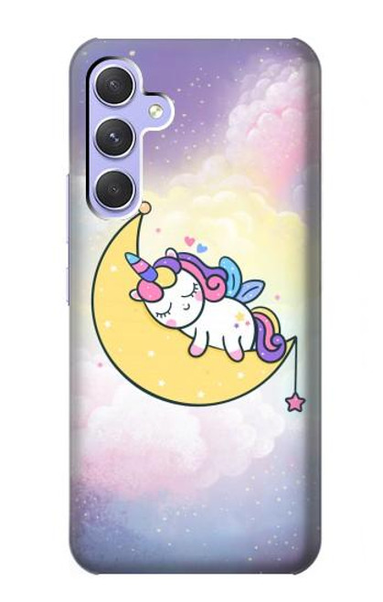 W3485 Cute Unicorn Sleep Hülle Schutzhülle Taschen und Leder Flip für Samsung Galaxy A54 5G